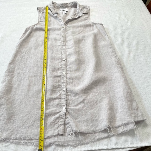 H By Halston 100% Linen Sleeveless Button Front  Shirt Dress Raw Hem Size M - Picture 5 of 9